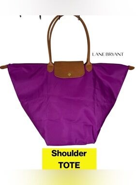 2/for $20 🪩 LANE BRYANT Oversized Magenta Shoulder Tote, Tan Trim